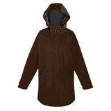 Brown parka style coat on a white background
