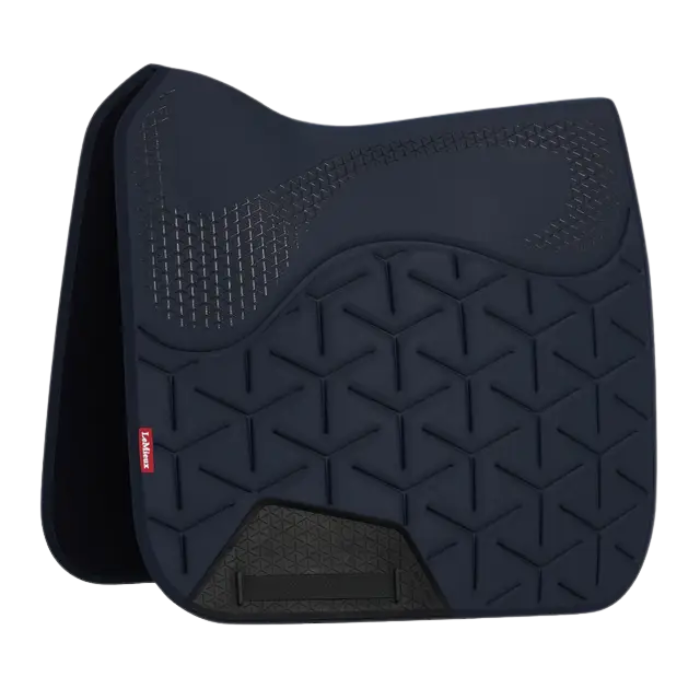 Navy saddle pad with a textured surface against a white background
