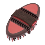 Red grooming brush on a white background