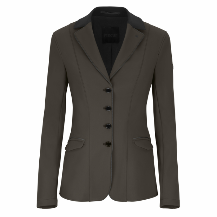 Green blazer with three buttons on a white background