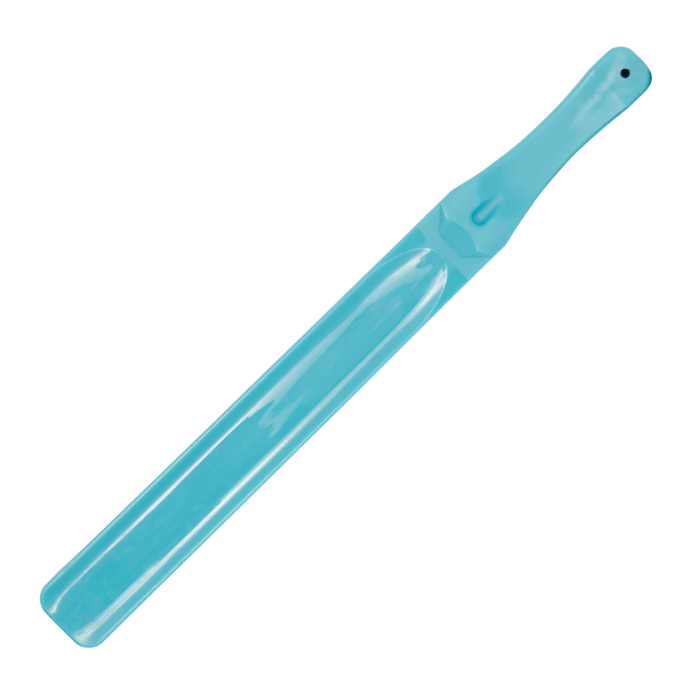 Light blue feed stirring stick on a white background