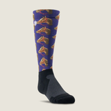AriatTEK Kids Slim Printed Sock in Navy Horse