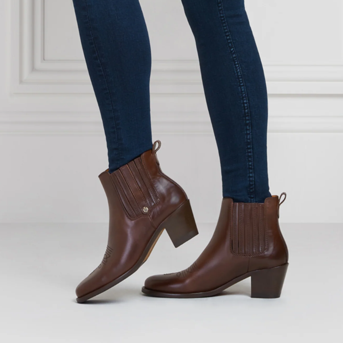 Fairfax & Favor Rockingham Heeled Ankle Boots in Mahogany Leather