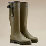 Pair of light green wellies on a light background