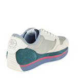 Multicolored sneaker with visible brand logo on a white background