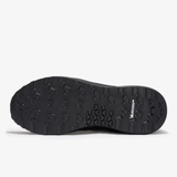 Black shoe sole with tread pattern on a white background