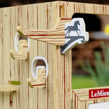 Wooden equestrian-themed toy with horse figure and LeMieux branding.