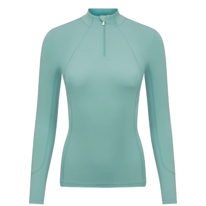 Aqua blue equestrian base layer on a white background