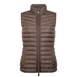 Brown puffer gilet on a white background