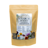 Bag of feeding supplement labelled BOTANICAL BOOST with floral packaging on a white background
