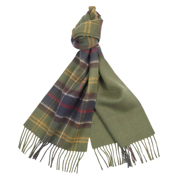 Green plaid scarf and hat set on a white background