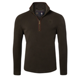 Khaki long-sleeve sweater with a zipper on a white background