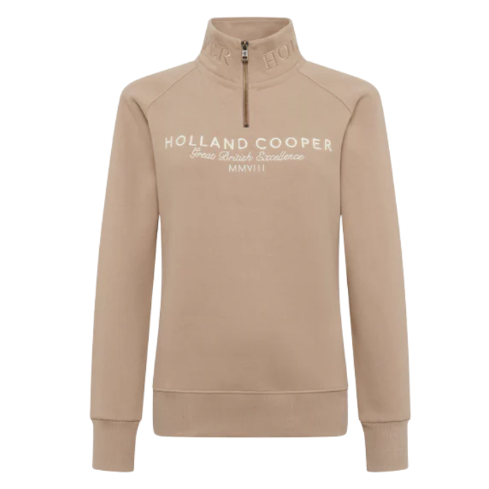 Beige sweatshirt with 'Holland Cooper' branding on a white background