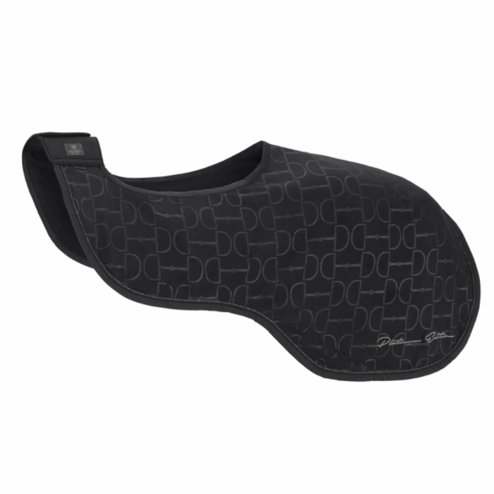 Black horse rug with branding on a white background