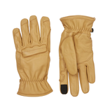Pair of gloves in a light tan on a white background