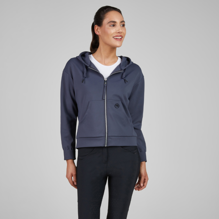 Pikeur Fleece Jacket Hoodie in Graphite Blue-Fleeces, Sweaters & Jumpers-Eland Lodge