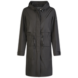 Black raincoat with a hood on a white background