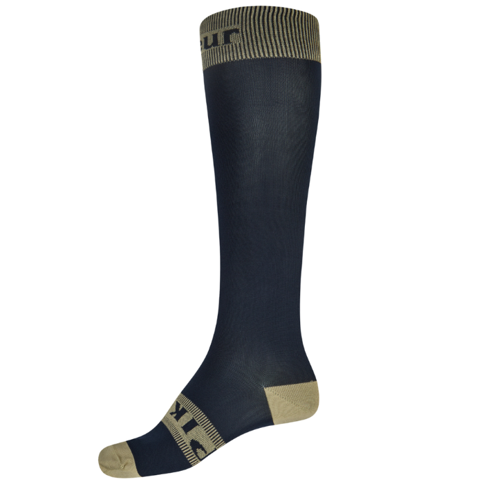 Sock in navy and sage on white background