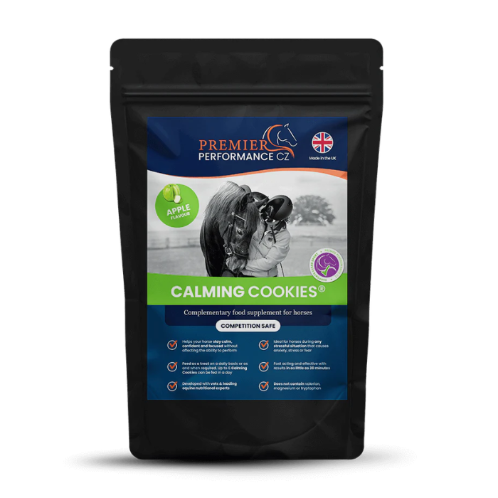 Package of Premier Performance Calming Cookies for horses on a white background