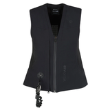 Black air jacket gilet for equestrians on a white background