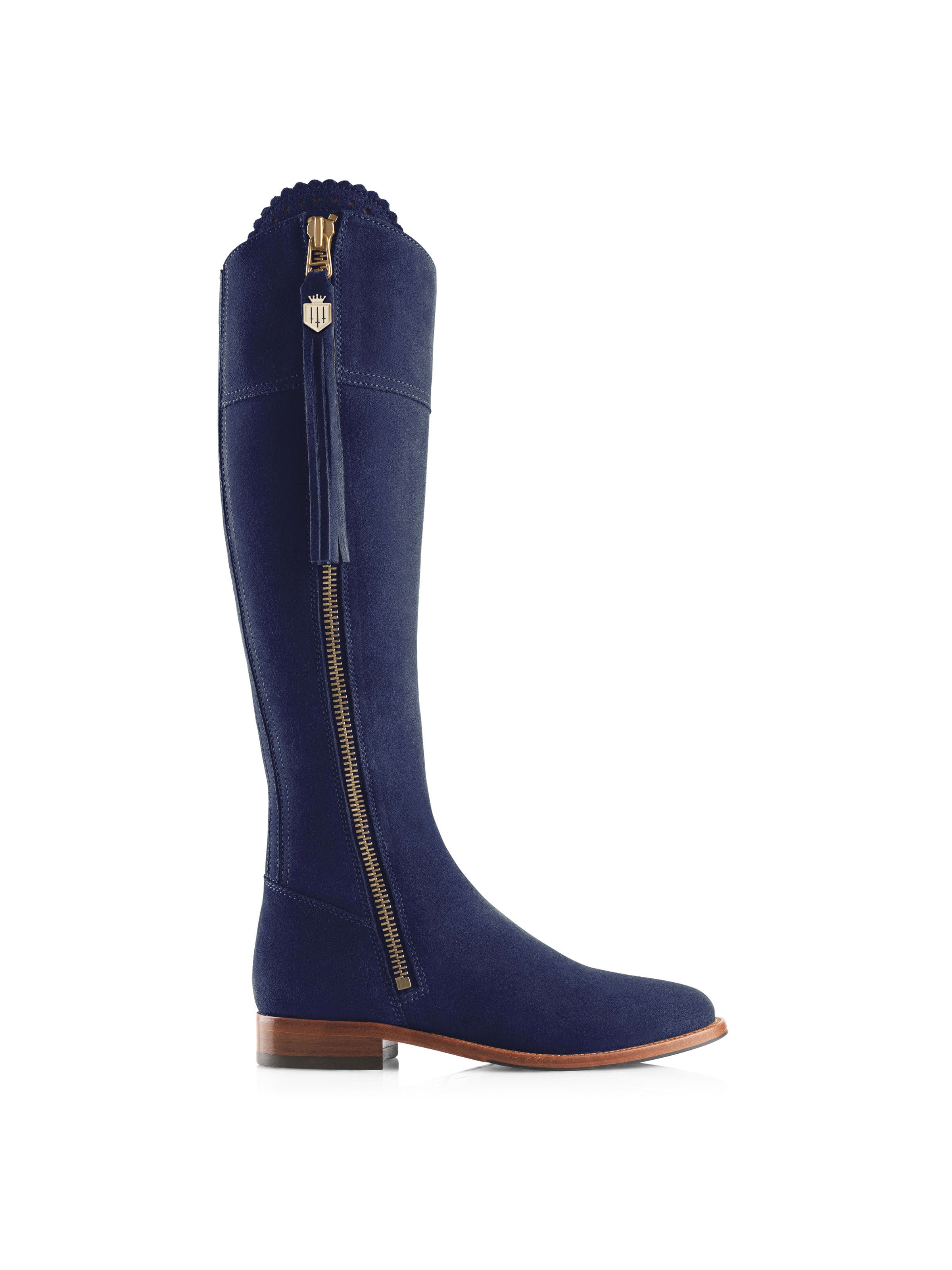 Fairfax & Favor Ink Blue Suede Flat Regina