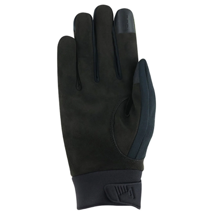 Black glove with a visible brand logo on a white background