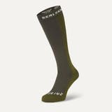 Green sock with brand logo on a white background