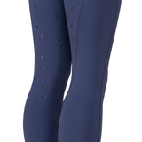 Part blue pants showing detail silacone feature on white background
