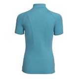 Blue short-sleeve shirt on a white background