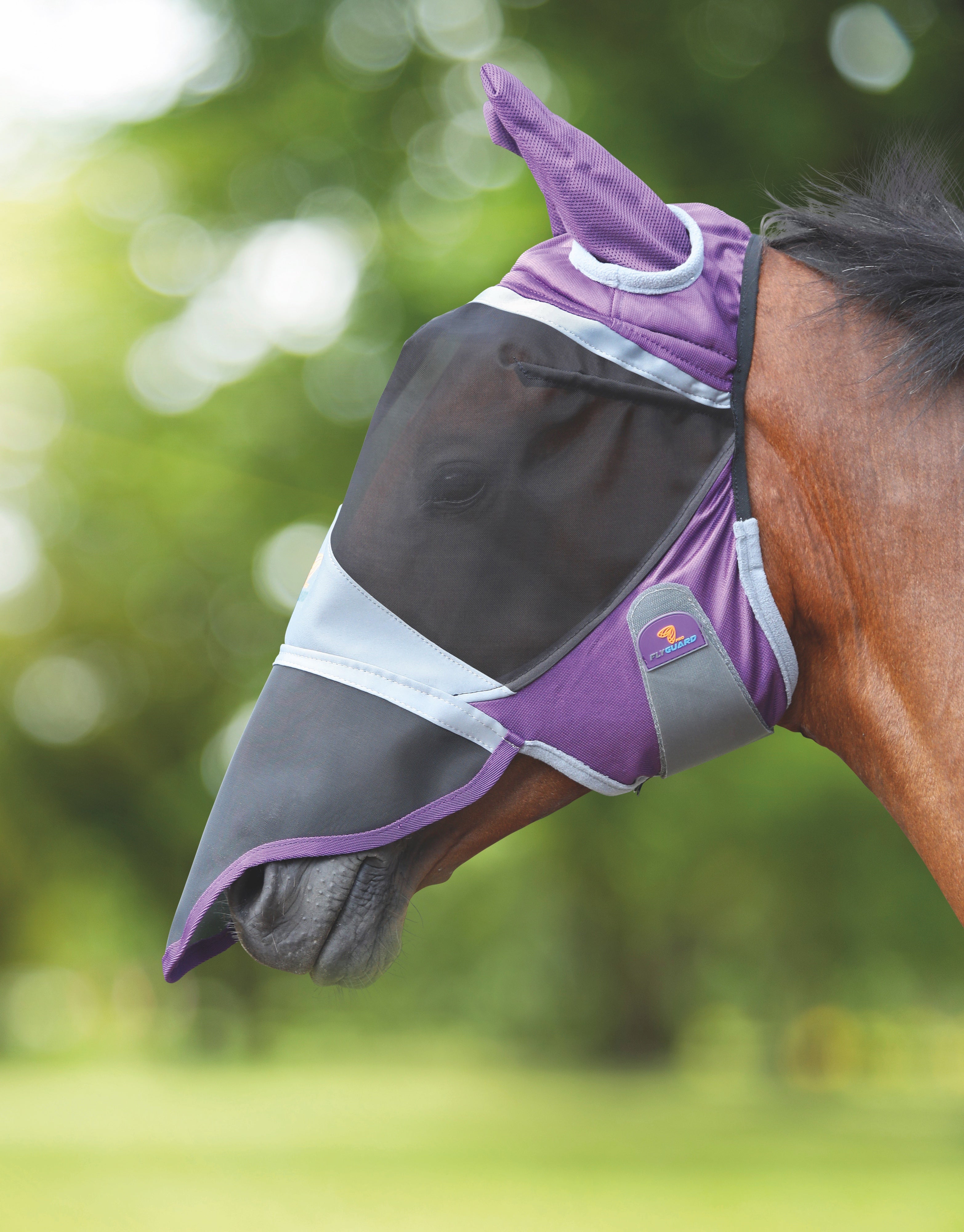 Shires Flyguard Pro Deluxe Fly Mask with Ears and Nose-Fly Masks & Veils-Eland Lodge