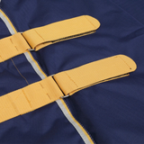 Close-up of yellow straps on a blue background