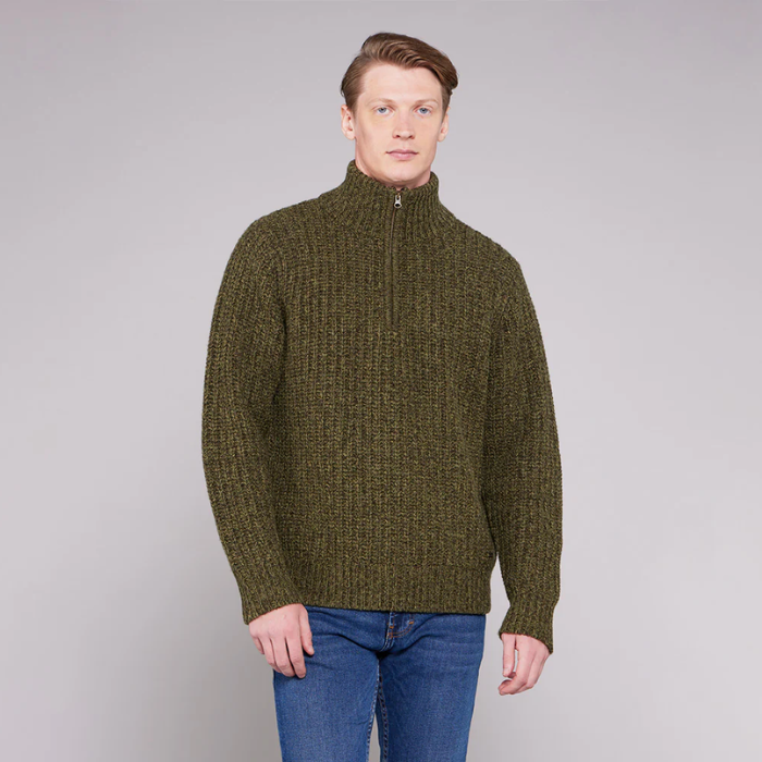 Toggi Men's Wessex Chunky Knit Sweater in Olive Green