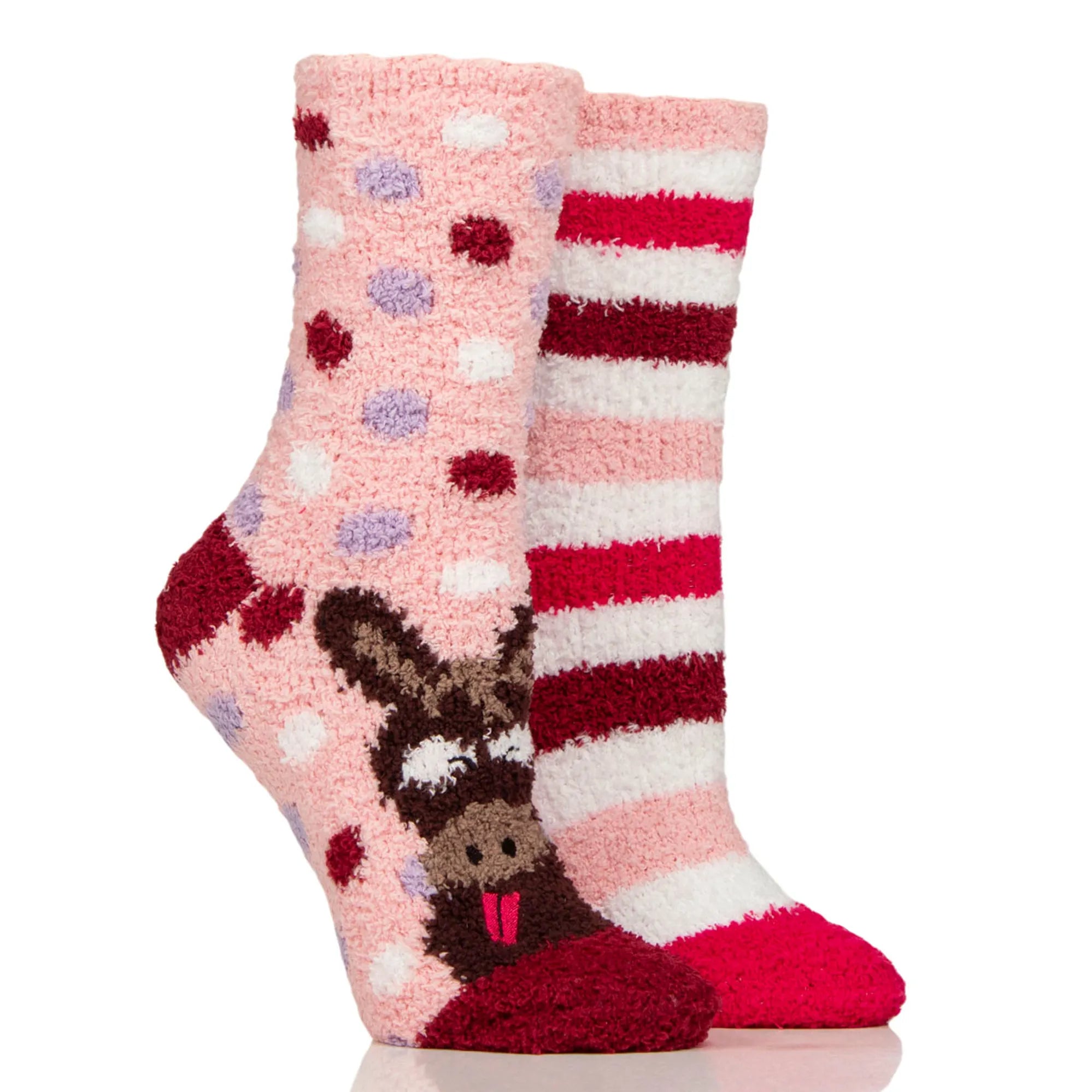 Wild Feet Adults 2 Pack Fluffy Cosy Lounge Socks-Socks-Eland Lodge