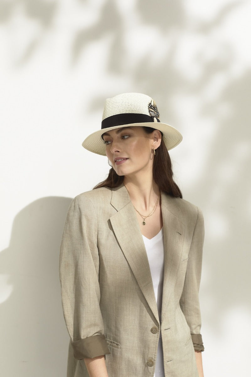 Hicks & Brown Ladies Aldeburgh Guinea & Pheasant Feather Fedora