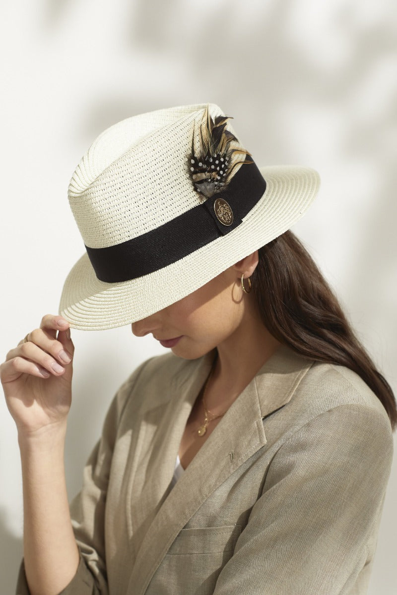 Hicks & Brown Ladies Aldeburgh Guinea & Pheasant Feather Fedora