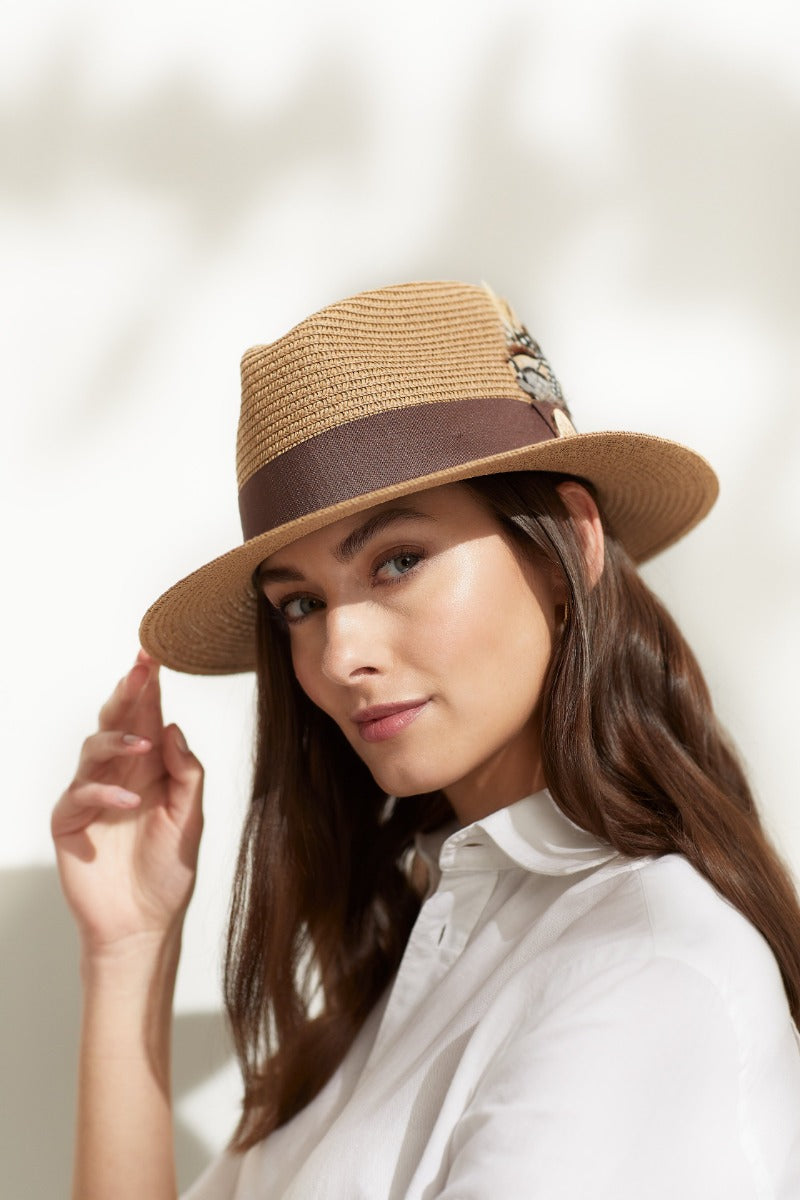 Hicks & Brown Ladies Aldeburgh Guinea & Pheasant Feather Fedora