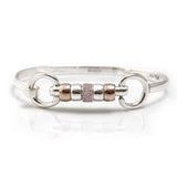 Hiho Silver 18ct Rose Gold Cherry Roller Snaffle Bangle With Cubic Zirconia Bead