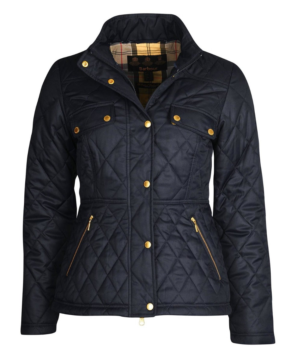 Womens black barbour quilted jacket on sale