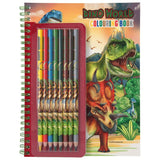 Dino World Colouring Book with Coloured Pencils