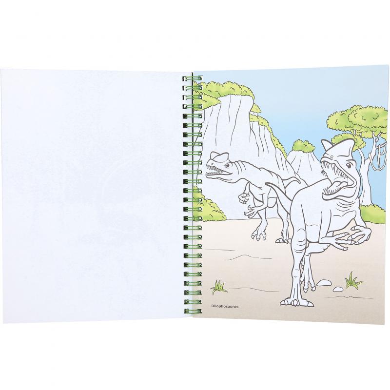 Dino World Colouring Book with Coloured Pencils