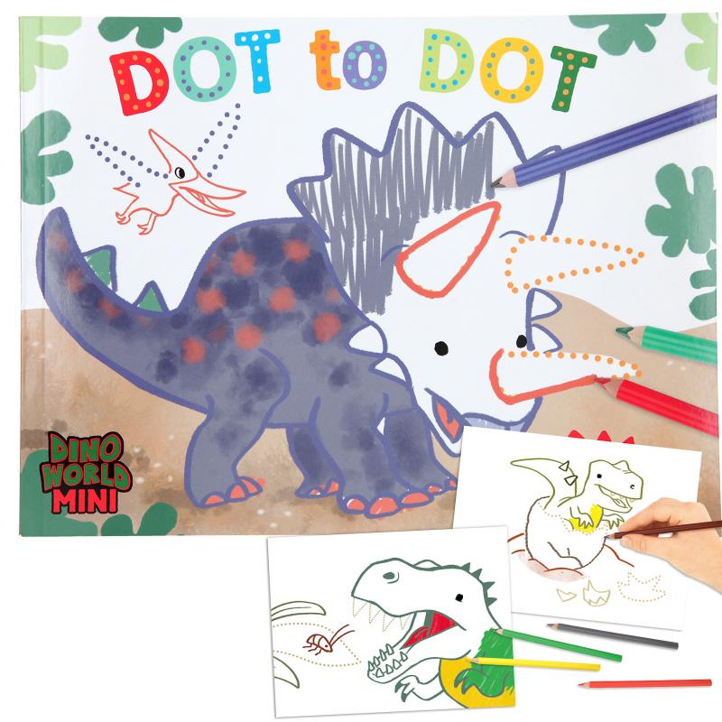 Dino World Dot to Dot Colouring Book