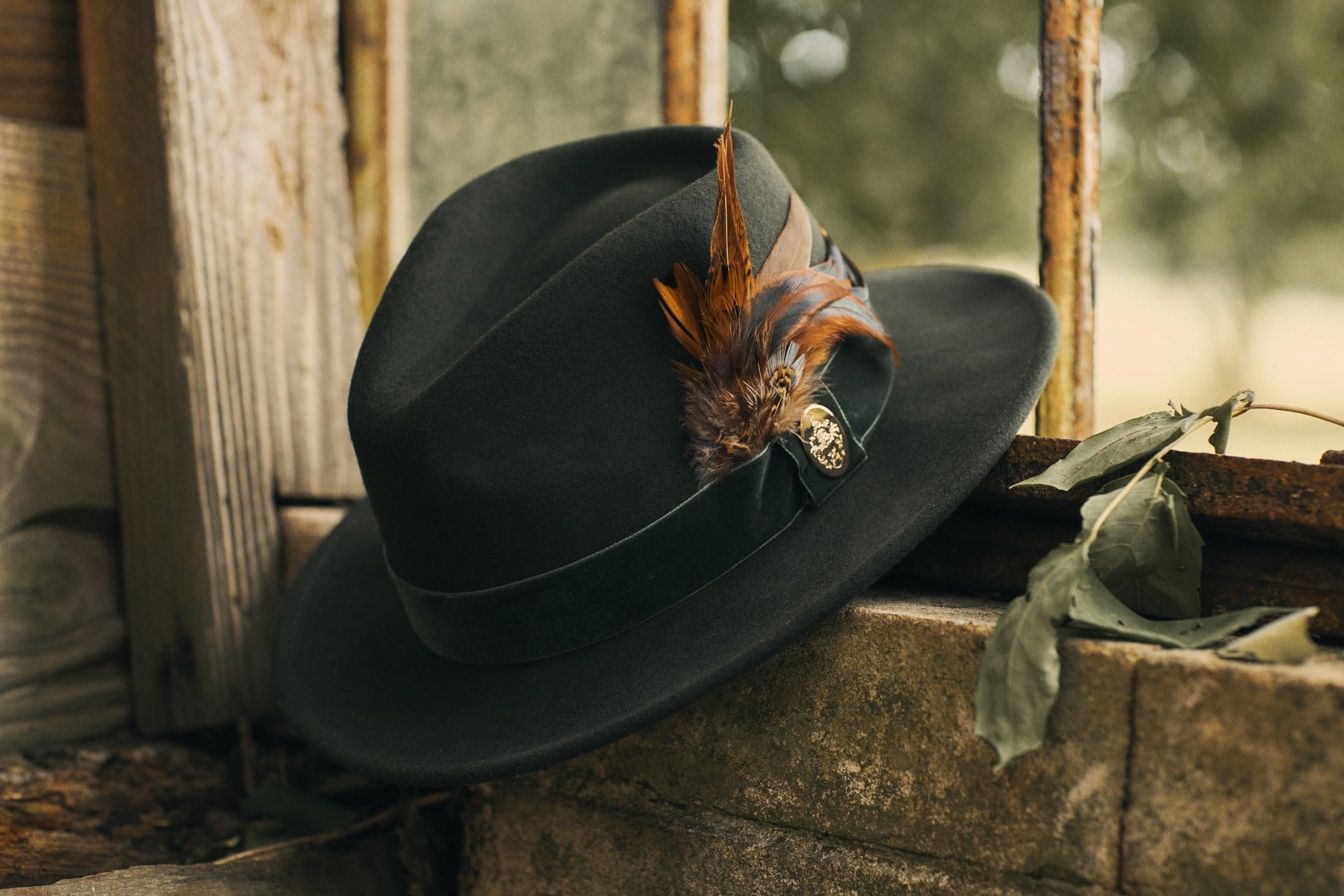Hicks & Brown Ladies Chelsworth Coque & Pheasant Fedora-Hats, Scarves, Gloves & Headbands-Eland Lodge