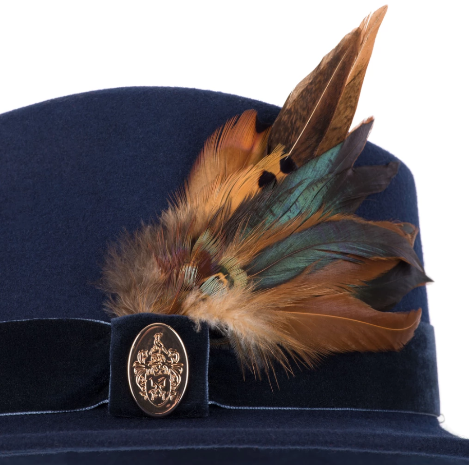 Hicks & Brown Ladies Chelsworth Coque & Pheasant Fedora-Hats, Scarves, Gloves & Headbands-Eland Lodge