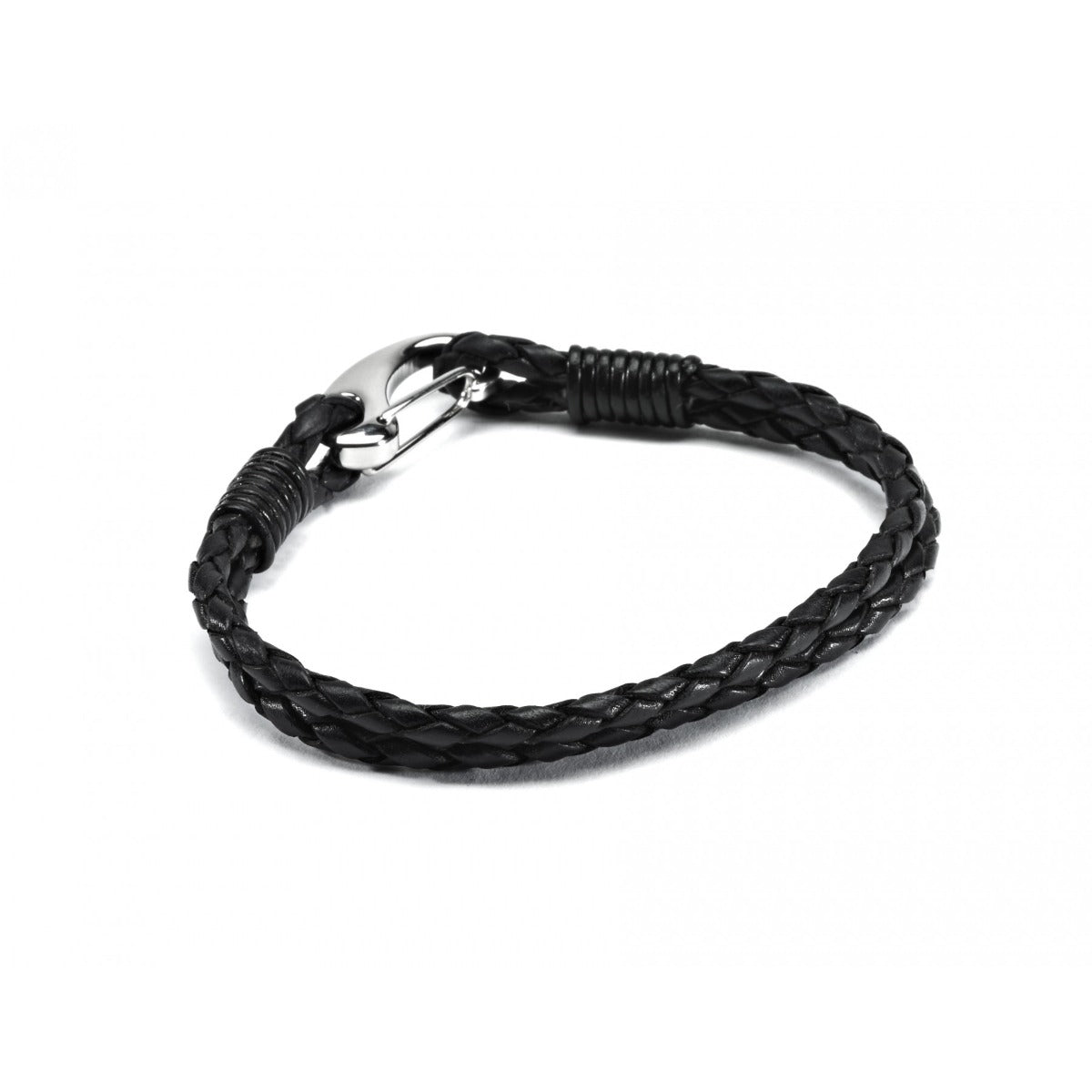 Hiho Silver Plaited Leather Bracelet with Silver Clasp-Jewellery-Eland Lodge