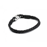 Hiho Silver Plaited Leather Bracelet with Silver Clasp-Jewellery-Eland Lodge