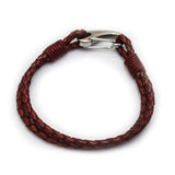 Hiho Silver Plaited Leather Bracelet with Silver Clasp