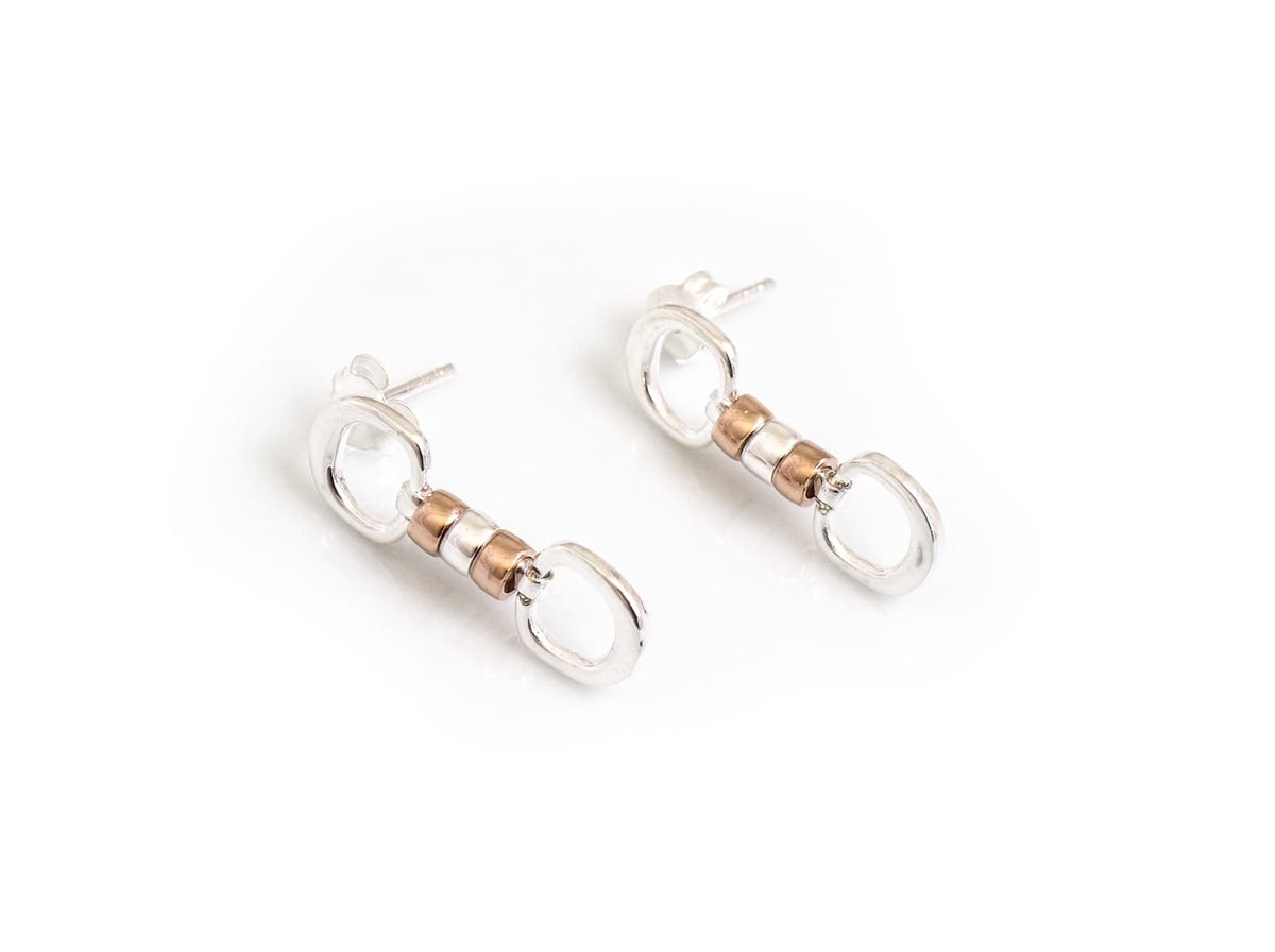 Hiho Silver 18ct Rose Gold Cherry Roller Earrings