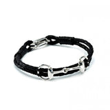 Hiho Silver Snaffle Leather Bracelet