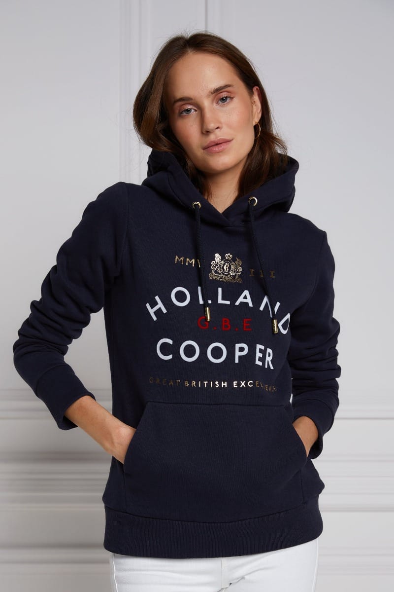 Holland Cooper Ladies GBE Flock Logo Hoodie