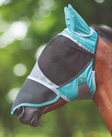 Shires Flyguard Pro Deluxe Fly Mask with Ears and Nose-Fly Masks & Veils-Eland Lodge